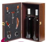 Dřevěný box na 2 lahve vína s příslušenstvím 